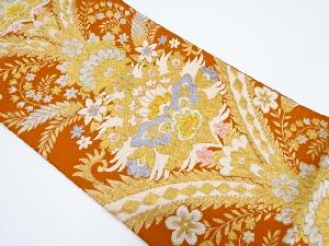 アンティーク　花更紗模様織り出し袋帯（着用可）